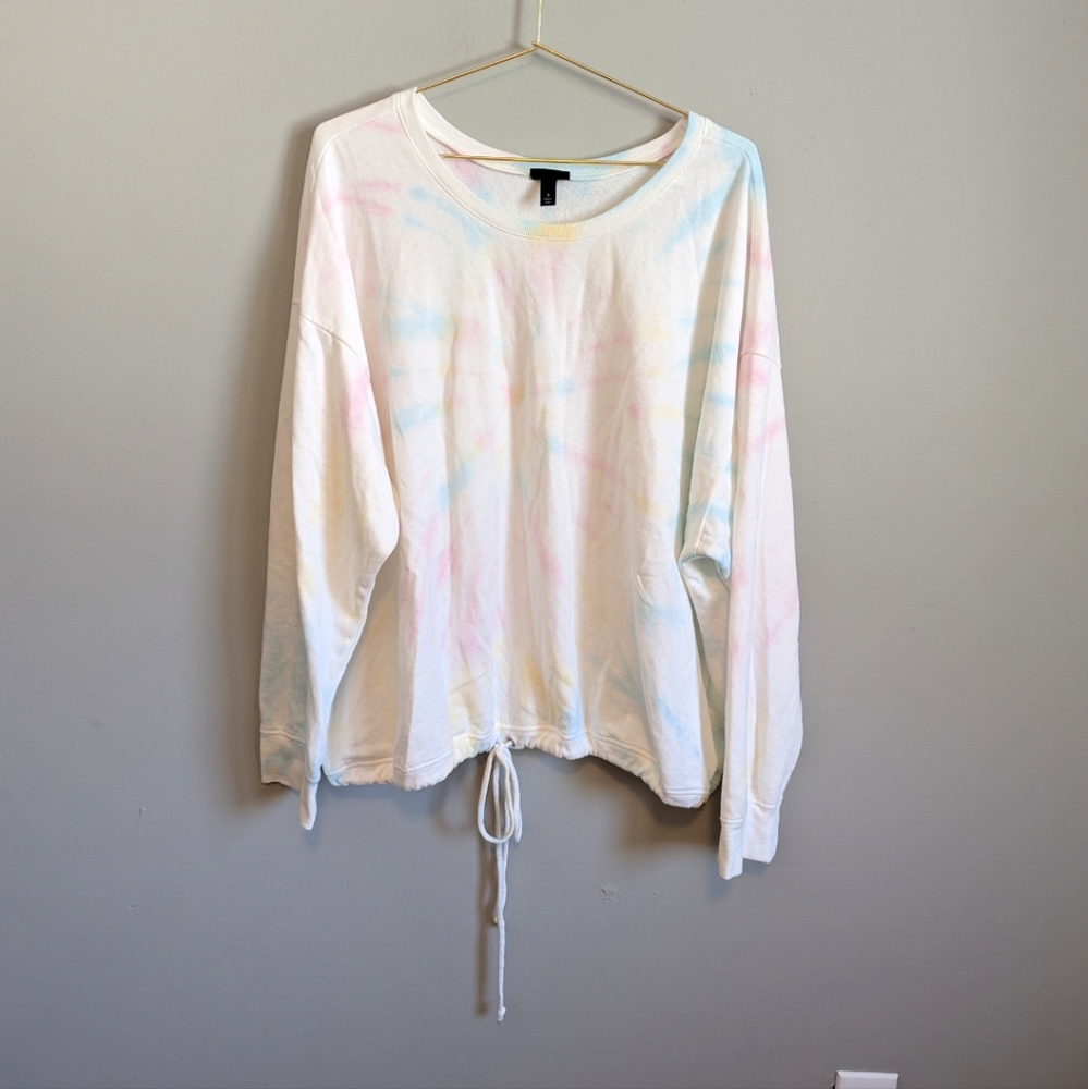 Torrid Tie Dye Long Sleeve Crew Neck Tie Detail Top, size 3X
